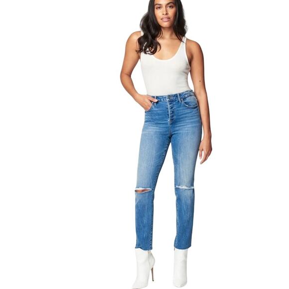 Blank NYC The Madison High Rise Straight Leg Crop Jeans Medium Wash Size 30 - Picture 9 of 13